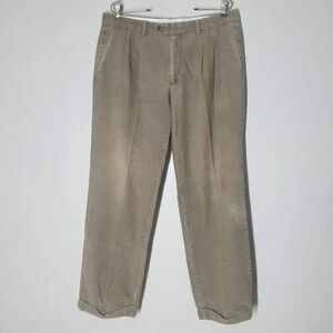 Lauren Ralph Lauren Men's 34×30 Brown Pleated Corduroy Pants Classic Casual